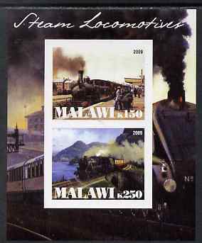 Malawi 2009 Steam Locomotives #2 imperf sheetlet containing 2 values unmounted mint, stamps on railways