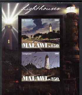 Malawi 2009 Lighthouses imperf sheetlet containing 2 values unmounted mint, stamps on , stamps on  stamps on lighthouses