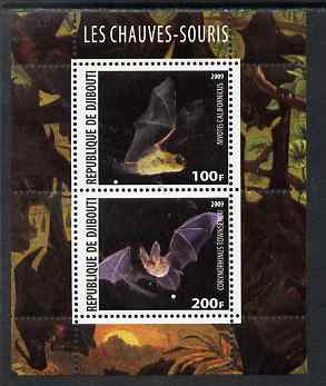 Djibouti 2009 Bats perf sheetlet containing 2 values unmounted mint, stamps on mammals, stamps on bats