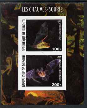 Djibouti 2009 Bats imperf sheetlet containing 2 values unmounted mint, stamps on mammals, stamps on bats