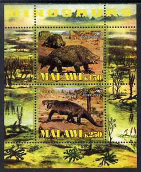 Malawi 2009 Dinosaurs perf sheetlet containing 2 values unmounted mint, stamps on , stamps on  stamps on dinosaurs