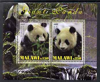 Malawi 2009 Giant Pandas perf sheetlet containing 2 values unmounted mint, stamps on , stamps on  stamps on animals, stamps on  stamps on pandas, stamps on  stamps on bears