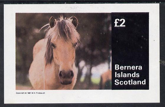 Bernera 1981 Horses imperf deluxe sheet (£2 value) unmounted mint, stamps on animals    horses
