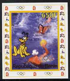 Benin 2007 Water Polo #1 - individual imperf deluxe sheet with Olympic Rings & Disney Character unmounted mint. Note this item is privately produced and is offered purely on its thematic appeal, stamps on , stamps on  stamps on sport, stamps on  stamps on olympics, stamps on  stamps on water polo, stamps on  stamps on disney