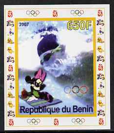 Benin 2007 Swimming #1 - individual imperf deluxe sheet with Olympic Rings & Disney Character unmounted mint. Note this item is privately produced and is offered purely on its thematic appeal, stamps on sport, stamps on olympics, stamps on swimming, stamps on disney