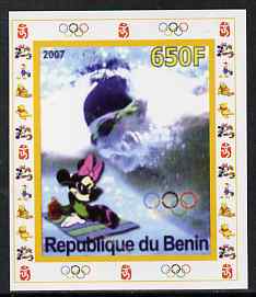 Benin 2007 Swimming #1 - individual imperf deluxe sheet with Olympic Rings & Disney Character unmounted mint. Note this item is privately produced and is offered purely o..., stamps on sport, stamps on olympics, stamps on swimming, stamps on disney