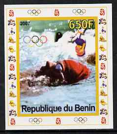 Benin 2007 Swimming #2 - individual imperf deluxe sheet with Olympic Rings & Disney Character unmounted mint. Note this item is privately produced and is offered purely o..., stamps on sport, stamps on olympics, stamps on swimming, stamps on disney