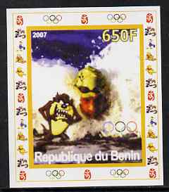 Benin 2007 Swimming #4 - individual imperf deluxe sheet with Olympic Rings & Disney Character unmounted mint. Note this item is privately produced and is offered purely on its thematic appeal, stamps on sport, stamps on olympics, stamps on swimming, stamps on disney