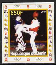 Benin 2007 Kick Boxing - individual imperf deluxe sheet with Olympic Rings & Disney Character unmounted mint. Note this item is privately produced and is offered purely o..., stamps on sport, stamps on olympics, stamps on kick boxing, stamps on disney, stamps on martial arts