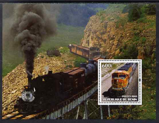 Benin 2003 Railways perf m/sheet unmounted mint. Note this item is privately produced and is offered purely on its thematic appeal, stamps on , stamps on  stamps on railways