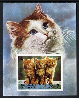 Sharjah 1972 Cats imperf m/sheet unmounted mint (Mi BL 120) , stamps on , stamps on  stamps on animals   cats