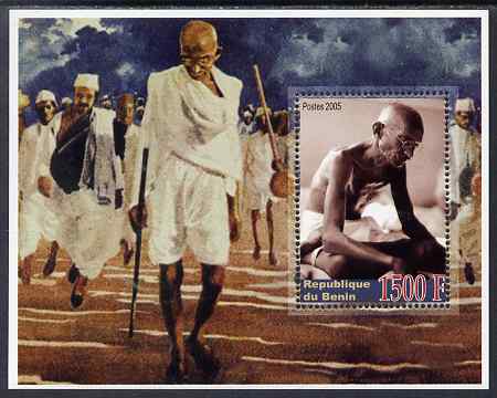 Benin 2005 Mahatma Gandhi perf m/sheet unmounted mint. Note this item is privately produced and is offered purely on its thematic appeal, stamps on , stamps on  stamps on personalities, stamps on  stamps on gandhi, stamps on  stamps on constitutions, stamps on  stamps on 