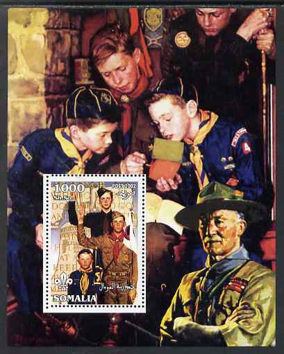 Somalia 2002 Norman Rockwell Scouts perf s/sheet unmounted mint. Note this item is privately produced and is offered purely on its thematic appeal, stamps on , stamps on  stamps on arts, stamps on  stamps on scouts, stamps on  stamps on rockwell