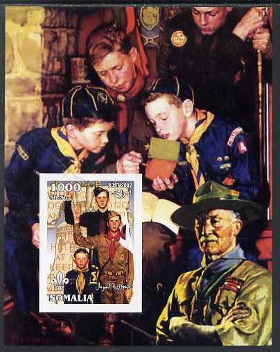 Somalia 2002 Norman Rockwell Scouts imperf s/sheet unmounted mint. Note this item is privately produced and is offered purely on its thematic appeal, stamps on arts, stamps on scouts, stamps on rockwell