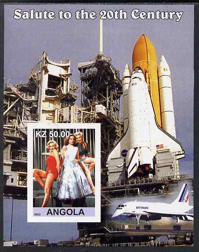 Angola 2002 Salute to the 20th Century #08 imperf s/sheet - Marilyn & Space Shuttle, unmounted mint. Note this item is privately produced and is offered purely on its the...