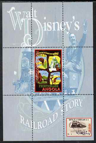 Angola 1999 Walt Disney's Railroad Story #1 perf s/sheet unmounted mint, stamps on personalities, stamps on films, stamps on cinema, stamps on movies, stamps on disney, stamps on railways