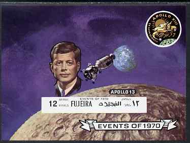 Fujeira 1970 Apollo 15 - Pres Kennedy 12r imperf m/sheet unmounted mint, Mi BL A25B, stamps on , stamps on  stamps on personalities, stamps on  stamps on kennedy, stamps on  stamps on space, stamps on  stamps on apollo, stamps on  stamps on 