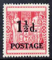 New Zealand 1950 Surcharged 1.5d on undenominated Postal Fiscal Arms stamp unmounted mint SG 700, stamps on , stamps on  stamps on arms, stamps on  stamps on heraldry