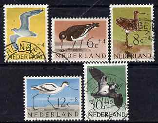 Netherlands 1961 Cultural & Social Relief Fund - Birds perf set of 5 cds used SG 907-11, stamps on birds