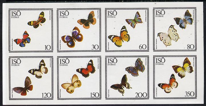 Iso - Sweden 1977 Butterflies imperf  set of 8 values (10 to 350) unmounted mint, stamps on , stamps on  stamps on butterflies, stamps on  stamps on  iso , stamps on  stamps on 