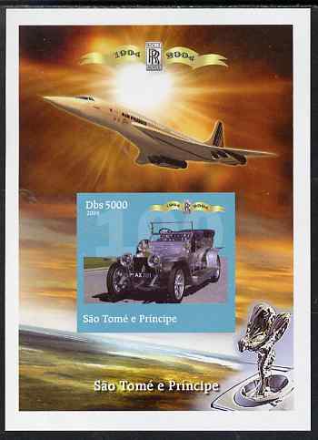 St Thomas & Prince Islands 2004 Rolls Royce Centenary #06 imperf s/sheet unmounted mint. Note this item is privately produced and is offered purely on its thematic appeal, stamps on , stamps on  stamps on aviation, stamps on  stamps on concorde, stamps on  stamps on cars, stamps on  stamps on rolls, stamps on  stamps on rolls royce