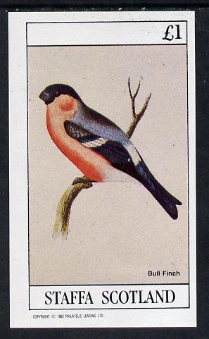 Staffa 1982 Birds #08 (Bull Finch) imperf souvenir sheet (£1 value)  unmounted mint, stamps on birds