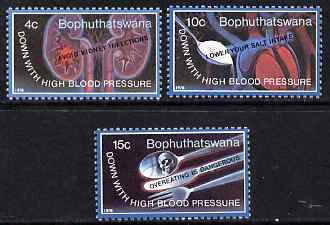 Bophuthatswana 1983 World Hypertension Month set of 3 unmounted mint, SG 22-4, stamps on , stamps on  stamps on medical