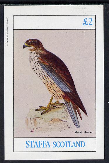 Staffa 1982 Birds #09 (Marsh Harrier) imperf deluxe sheet (£2 value) unmounted mint, stamps on birds, stamps on birds of prey