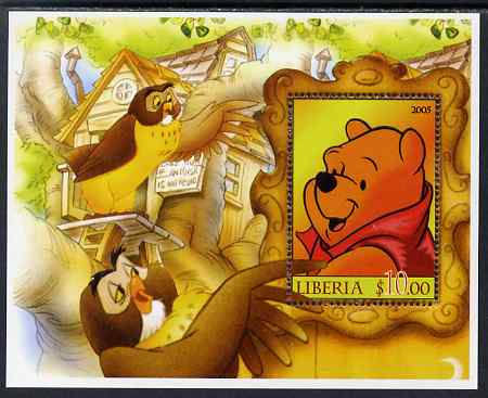 Liberia 2005 Pooh Bear perf s/sheet unmounted mint, stamps on disney, stamps on films, stamps on cinema, stamps on movies, stamps on bears, stamps on fairy tales, stamps on owls, stamps on 