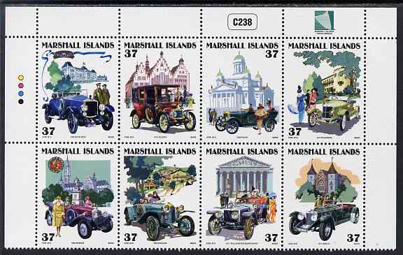 Marshall Islands 2005 Vintage Cars - 6th series perf se-tenant block of 8 unmounted mint, SG 1883-90, stamps on , stamps on  stamps on cars, stamps on  stamps on 