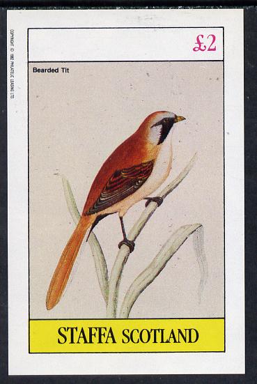 Staffa 1982 Bearded Tit imperf deluxe sheet (£2 value) unmounted mint, stamps on birds