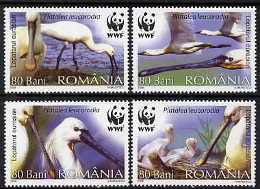 Rumania 2006 WWF - Spoonbill perf set of 4 unmounted mint, SG 6731-34, stamps on birds, stamps on  wwf , stamps on 