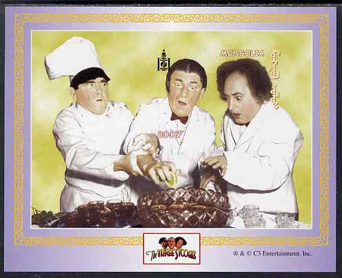 Mongolia 2001 The Three Stooges (Comedy series) imperf m/sheet unmounted mint, as SG MS 2946, stamps on , stamps on  stamps on films, stamps on  stamps on cinema, stamps on  stamps on comedy, stamps on  stamps on alcohol, stamps on  stamps on drinks
