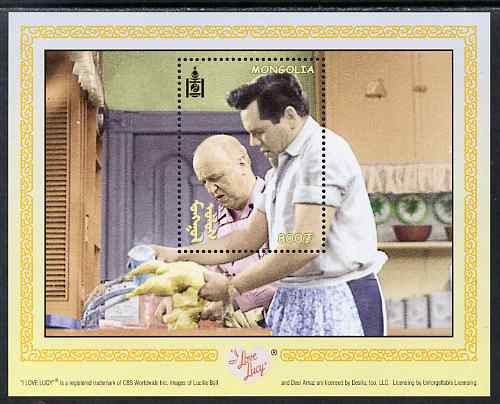 Mongolia 2001 I Love Lucy (TV Comedy series) perf m/sheet unmounted mint, SG MS 2944b, stamps on , stamps on  stamps on films, stamps on  stamps on cinema, stamps on  stamps on  tv , stamps on  stamps on comedy, stamps on  stamps on 