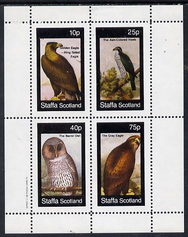 Staffa 1982 Birds of Prey #08 (Golden & Grey Eagles, Hawk & Owl) perf  set of 4 values (10p to 75p) unmounted mint