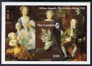 Gambia 1994 Paintings of Cats perf m/sheet (Hogath) unmounted mint, SG MS 1931a, stamps on , stamps on  stamps on arts, stamps on  stamps on cats, stamps on  stamps on hogarth