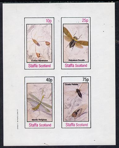 Staffa 1982 Insects imperf  set of 4 values (10p to 75p) unmounted mint, stamps on , stamps on  stamps on insects