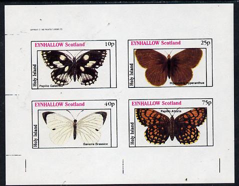 Eynhallow 1982 Butterflies (Papilio Galathea etc) imperf  set of 4 values (10p to 75p) unmounted mint, stamps on butterflies