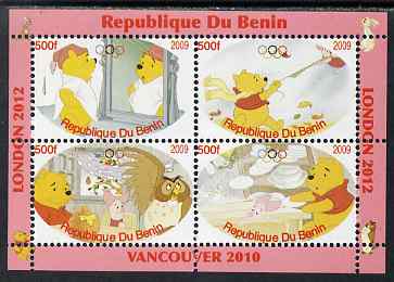 Benin 2009 Pooh Bear & Olympics #02 perf sheetlet containing 4 values unmounted mint. Note this item is privately produced and is offered purely on its thematic appeal, stamps on , stamps on  stamps on films, stamps on  stamps on cinema, stamps on  stamps on movies, stamps on  stamps on bears, stamps on  stamps on fairy tales, stamps on  stamps on olympics, stamps on  stamps on owls