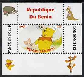 Benin 2009 Pooh Bear & Olympics #01 individual perf deluxe sheet unmounted mint. Note this item is privately produced and is offered purely on its thematic appeal, stamps on films, stamps on cinema, stamps on movies, stamps on bears, stamps on fairy tales, stamps on olympics