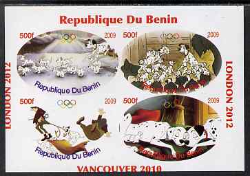 Benin 2009 Disneys 101 Dalmations & Olympics #01 imperf sheetlet containing 4 values unmounted mint. Note this item is privately produced and is offered purely on its the..., stamps on films, stamps on cinema, stamps on movies, stamps on fairy tales, stamps on olympics, stamps on disney, stamps on dogs