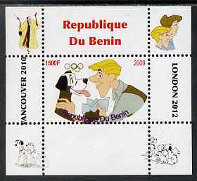 Benin 2009 Disney's 101 Dalmations & Olympics #01 individual perf deluxe sheet unmounted mint. Note this item is privately produced and is offered purely on its thematic appeal, stamps on , stamps on  stamps on films, stamps on  stamps on cinema, stamps on  stamps on movies, stamps on  stamps on fairy tales, stamps on  stamps on olympics, stamps on  stamps on disney, stamps on  stamps on dogs