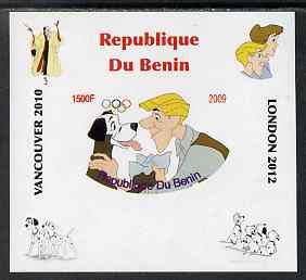 Benin 2009 Disney's 101 Dalmations & Olympics #01 individual imperf deluxe sheet unmounted mint. Note this item is privately produced and is offered purely on its thematic appeal, stamps on , stamps on  stamps on films, stamps on  stamps on cinema, stamps on  stamps on movies, stamps on  stamps on fairy tales, stamps on  stamps on olympics, stamps on  stamps on disney, stamps on  stamps on dogs