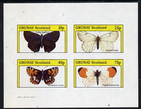 Grunay 1982 Butterflies (Thecla Quercus etc) imperf  set of 4 values (10p to 75p) unmounted mint, stamps on butterflies