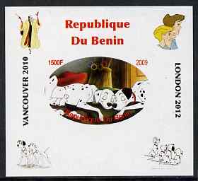 Benin 2009 Disney's 101 Dalmations & Olympics #02 individual imperf deluxe sheet unmounted mint. Note this item is privately produced and is offered purely on its thematic appeal, stamps on , stamps on  stamps on films, stamps on  stamps on cinema, stamps on  stamps on movies, stamps on  stamps on fairy tales, stamps on  stamps on olympics, stamps on  stamps on disney, stamps on  stamps on dogs