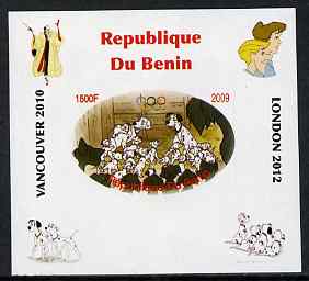 Benin 2009 Disney's 101 Dalmations & Olympics #03 individual imperf deluxe sheet unmounted mint. Note this item is privately produced and is offered purely on its thematic appeal, stamps on , stamps on  stamps on films, stamps on  stamps on cinema, stamps on  stamps on movies, stamps on  stamps on fairy tales, stamps on  stamps on olympics, stamps on  stamps on disney, stamps on  stamps on dogs