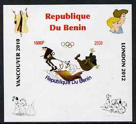 Benin 2009 Disneys 101 Dalmations & Olympics #04 individual imperf deluxe sheet unmounted mint. Note this item is privately produced and is offered purely on its thematic..., stamps on films, stamps on cinema, stamps on movies, stamps on fairy tales, stamps on olympics, stamps on disney, stamps on dogs