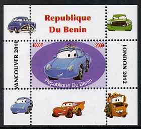 Benin 2009 Disneys Lightning McQueen & Olympics #01 individual perf deluxe sheet unmounted mint. Note this item is privately produced and is offered purely on its themati..., stamps on films, stamps on cinema, stamps on movies, stamps on cars, stamps on olympics, stamps on disney, stamps on cartoons