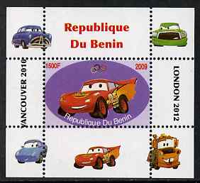 Benin 2009 Disneys Lightning McQueen & Olympics #02 individual perf deluxe sheet unmounted mint. Note this item is privately produced and is offered purely on its themati..., stamps on films, stamps on cinema, stamps on movies, stamps on cars, stamps on olympics, stamps on disney, stamps on cartoons