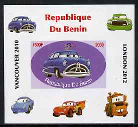 Benin 2009 Disney's Lightning McQueen & Olympics #03 individual imperf deluxe sheet unmounted mint. Note this item is privately produced and is offered purely on its thematic appeal, stamps on films, stamps on cinema, stamps on movies, stamps on cars, stamps on olympics, stamps on disney, stamps on cartoons